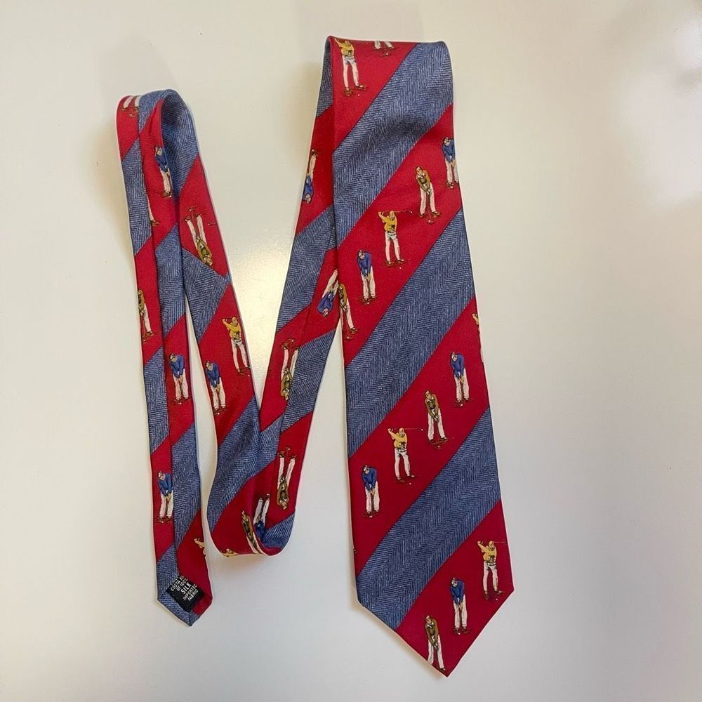 Tie Silk Golf 417 by Van Heusen Red Blue